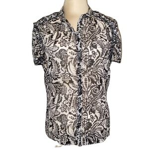 Separates by New York City Design Co blouse button down front short sleeve Sz LG